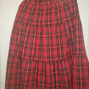 J. Crew Tartan Tiered Midi Skirt